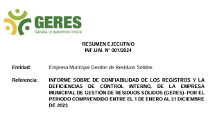 RESUMEN EJECUTIVO INFORME INF UAI N&deg; 001 2024
